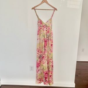 Silky watercolor floral maxi dress
